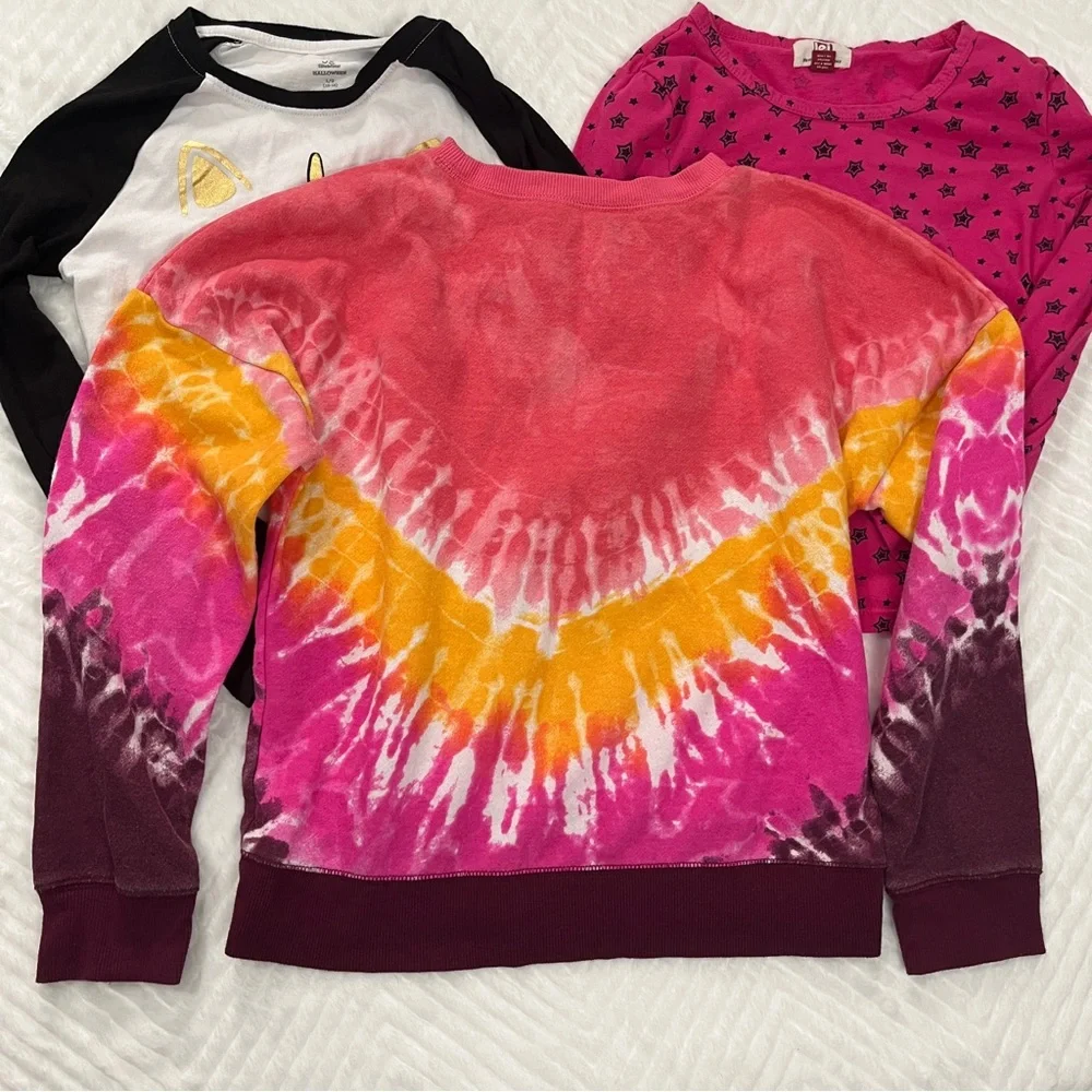 Justice Tie-Dye Sweatshirt Long Sleeve T-Shirt bundle‎ set size large girls